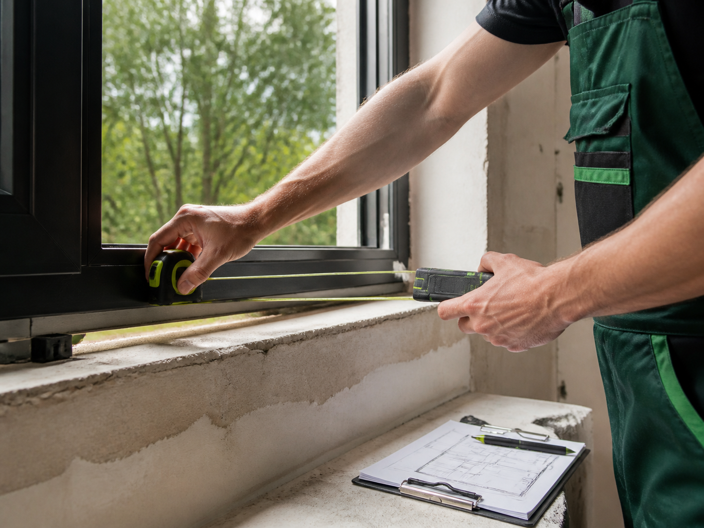 Präzises Aufmaß an einem Fenster